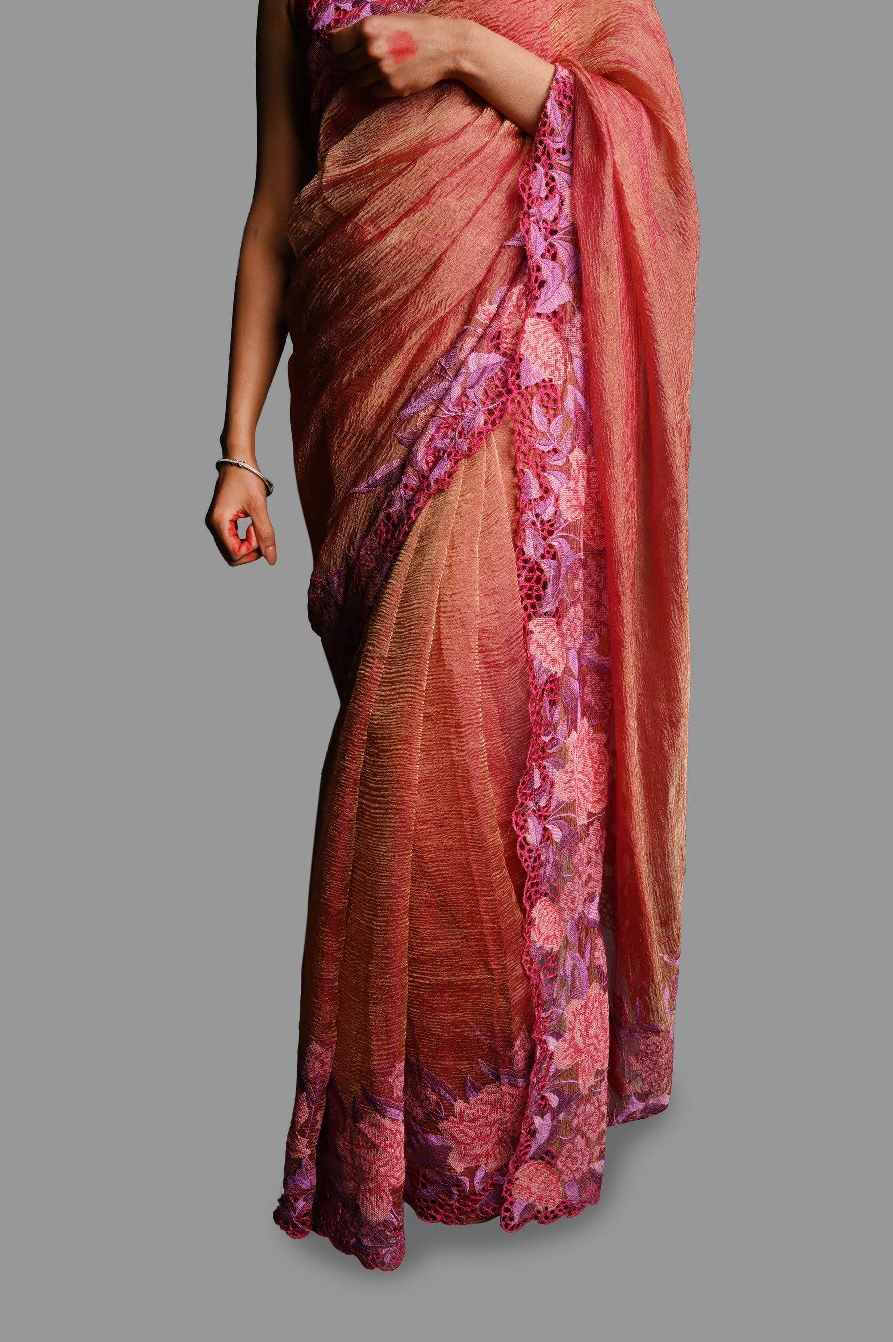 Red Pure Tissue Silk Floral Work Banarasi handloom Saree
