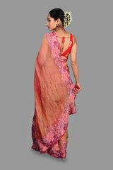 Red Pure Tissue Silk Floral Work Banarasi handloom Saree