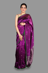 Purple Pure chanderi Silk Handloom Saree