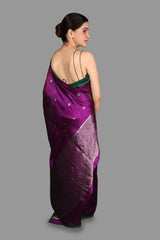 Purple Pure chanderi Silk Handloom Saree