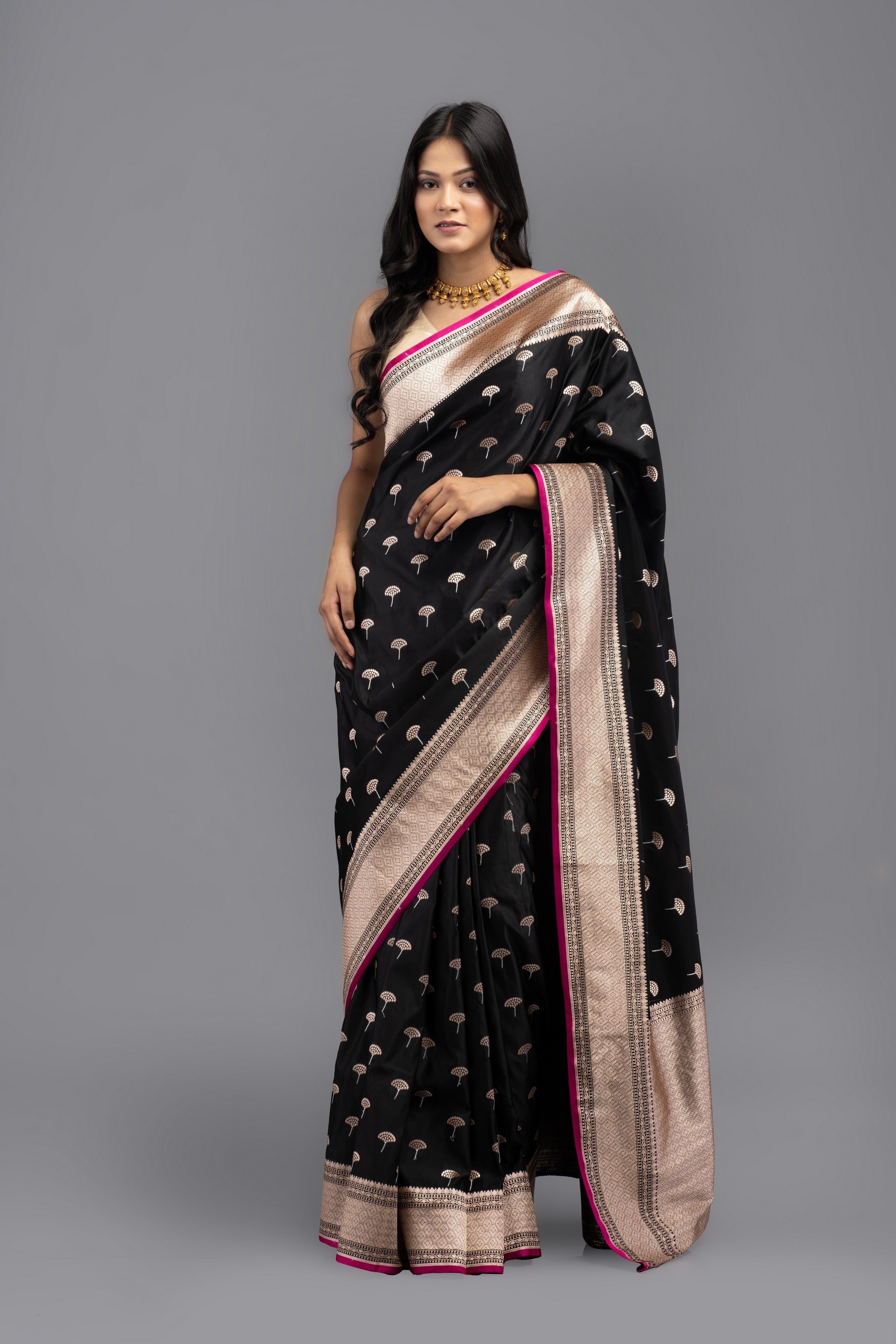 Black Pure Silk  Banarasi handloom Saree