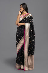 Black Pure Silk  Banarasi handloom Saree