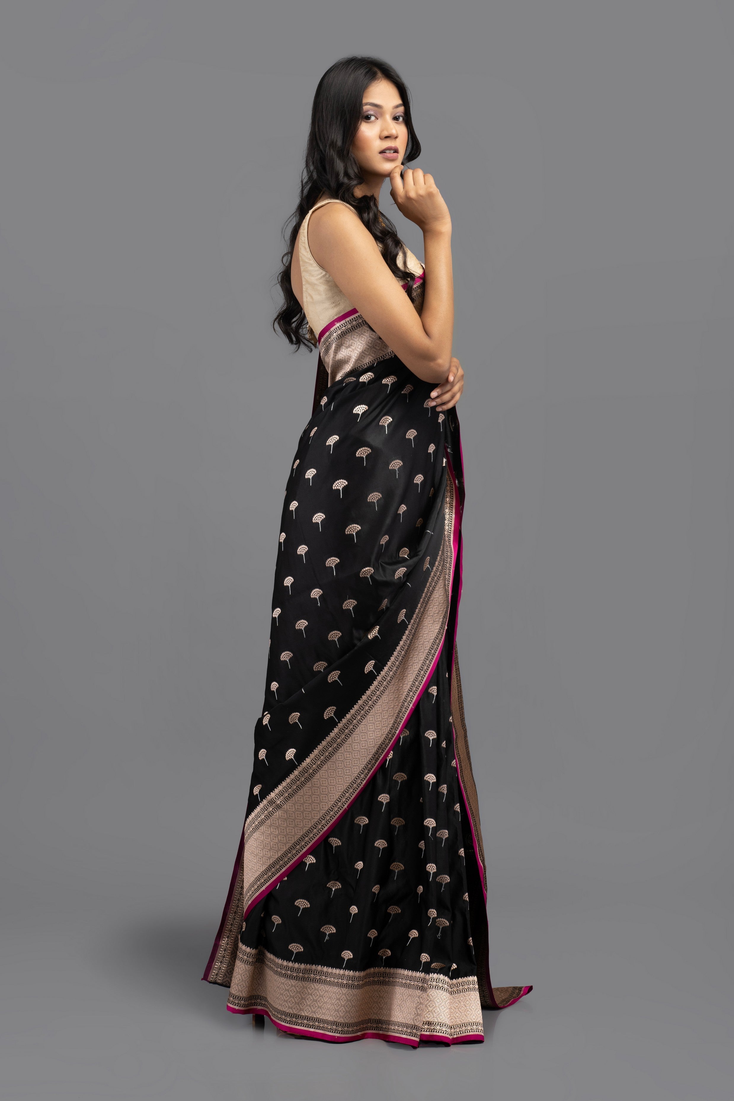 Black Pure Silk  Banarasi handloom Saree