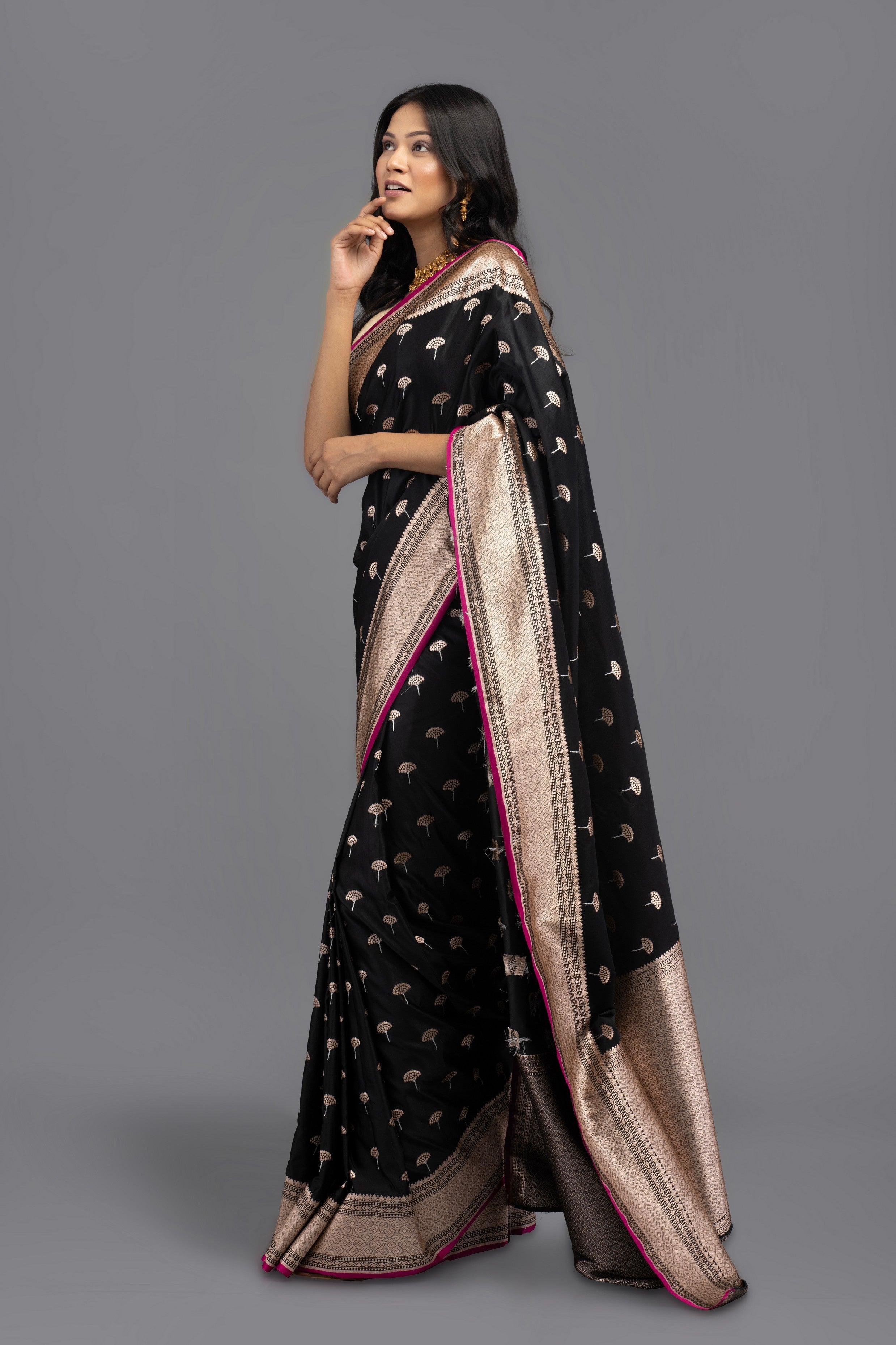 Black Pure Silk  Banarasi handloom Saree