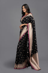 Black Pure Silk  Banarasi handloom Saree