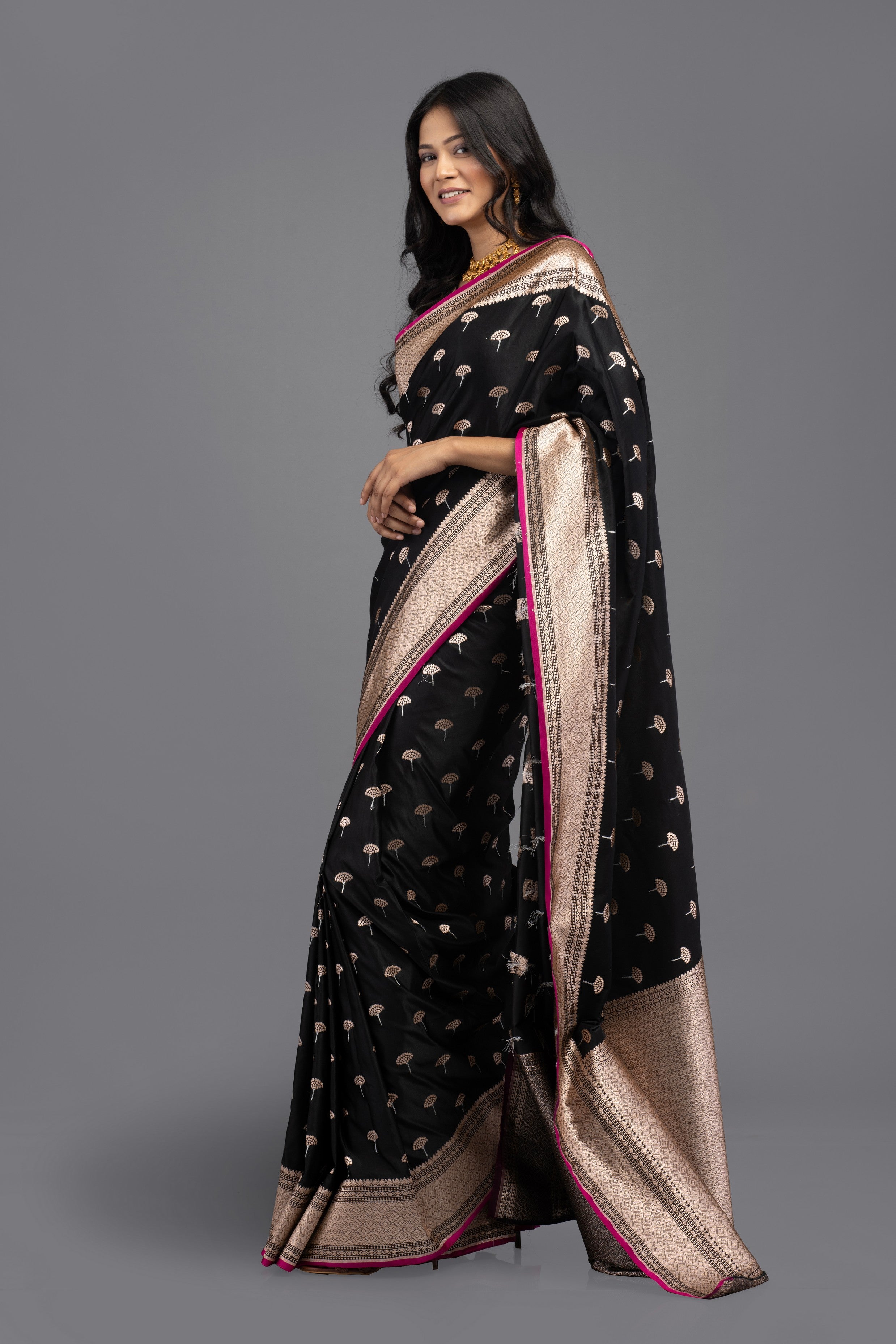 Black Pure Silk  Banarasi handloom Saree