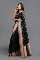 Black Pure Silk  Banarasi handloom Saree