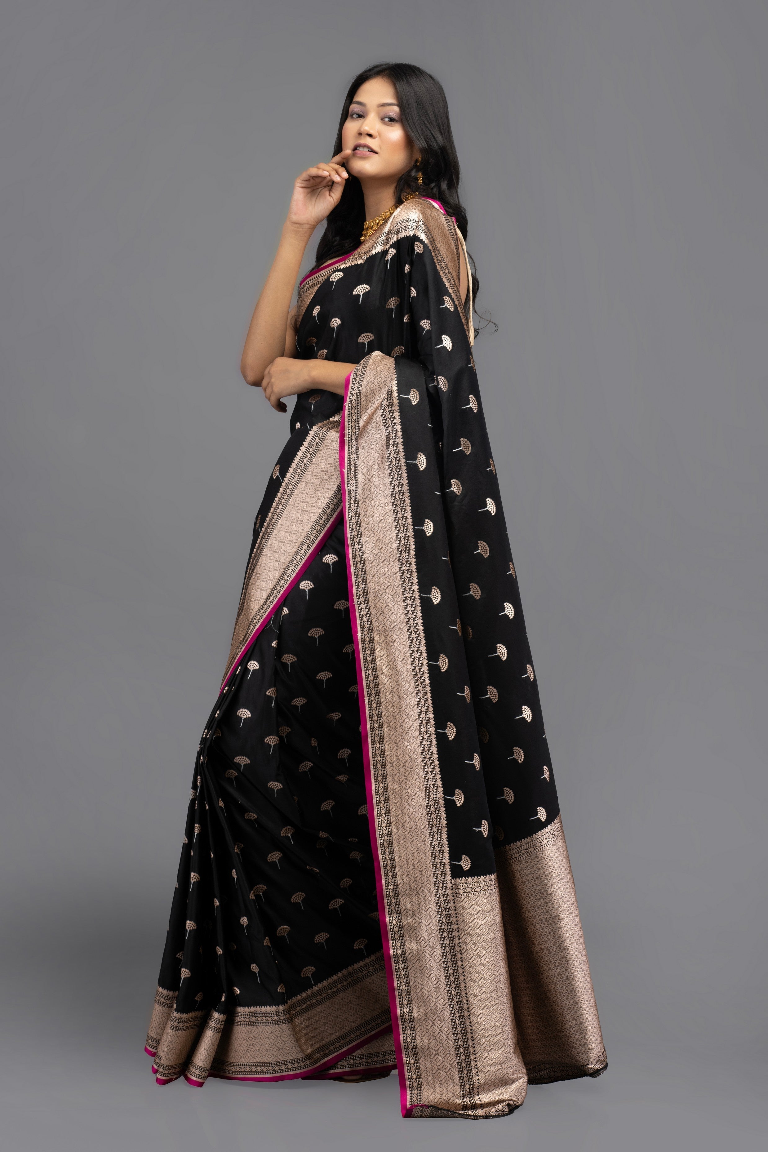 Black Pure Silk  Banarasi handloom Saree