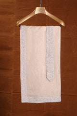 MUSHROOM RAW SILK EMBROIDERED SHERWANI WITH KURTA AND TROUSER
