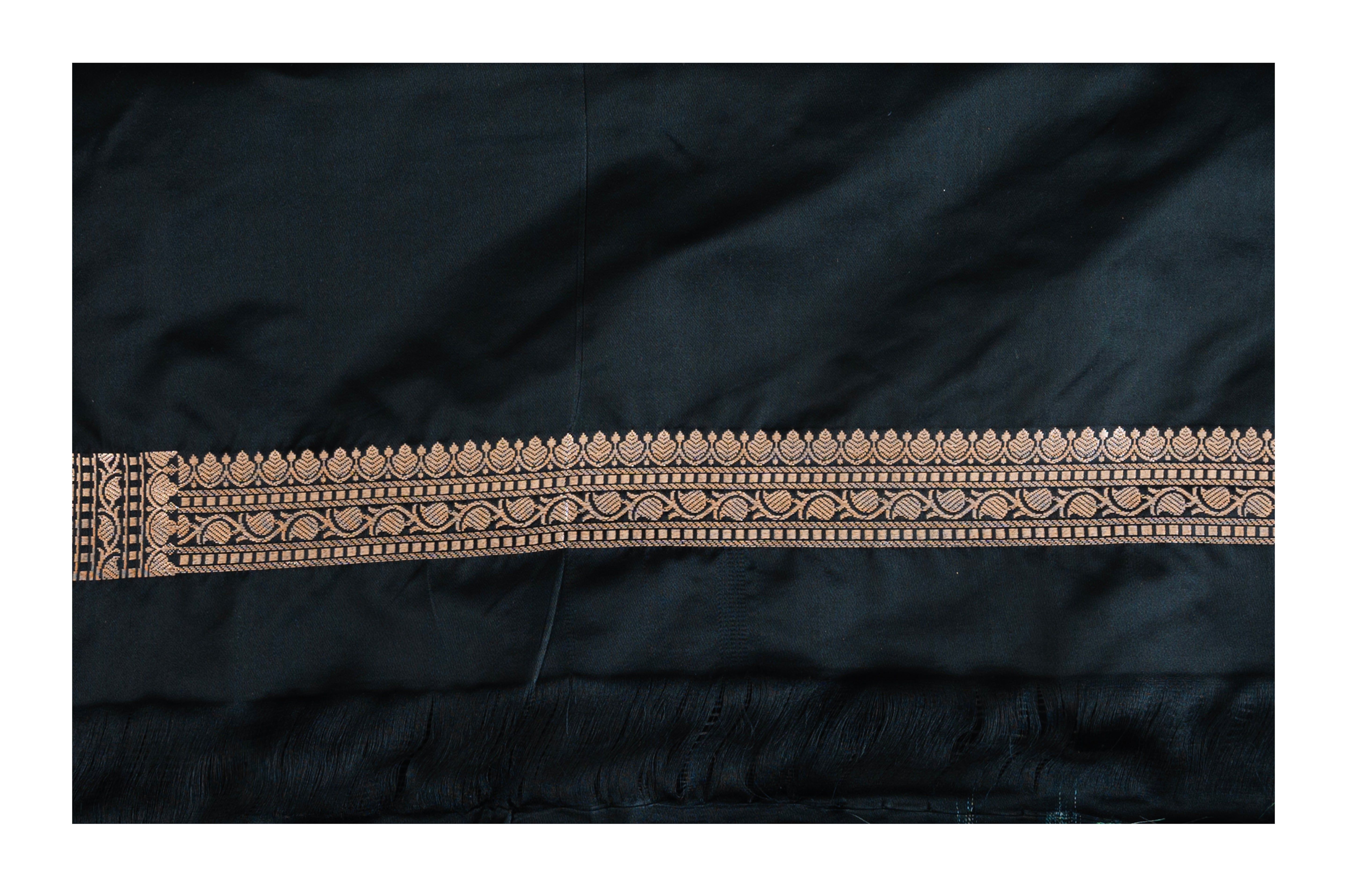 Black-Yellow Chanderi Silk Banarasi handloom Saree
