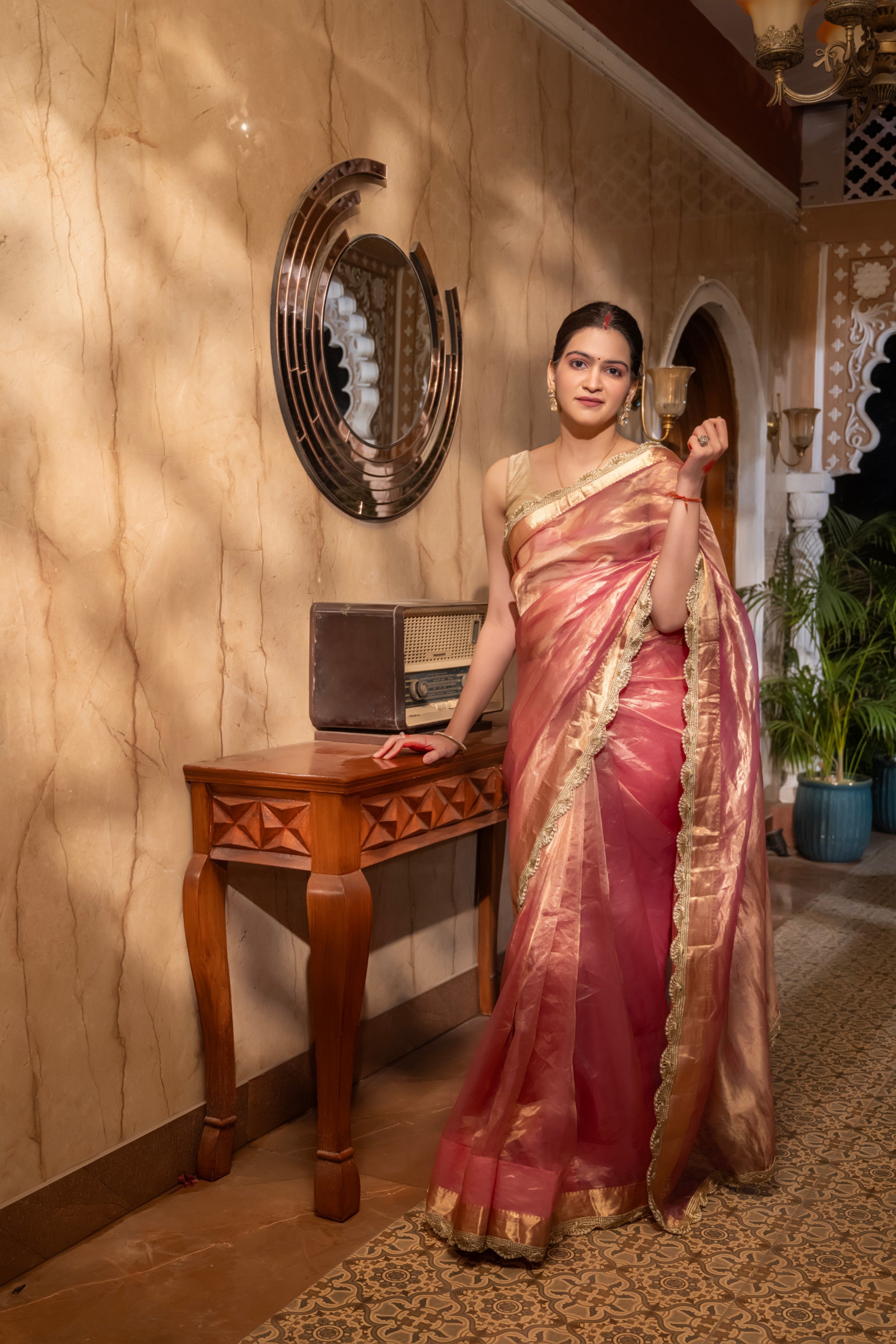 Baby Pink Pure Tissue Silk Banarasi Handloom Saree