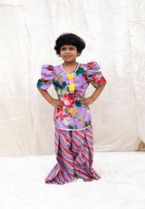 Purple Printed Peplum Kurti with Plazo