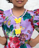 Purple Printed Peplum Kurti with Plazo