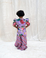 Purple Printed Peplum Kurti with Plazo