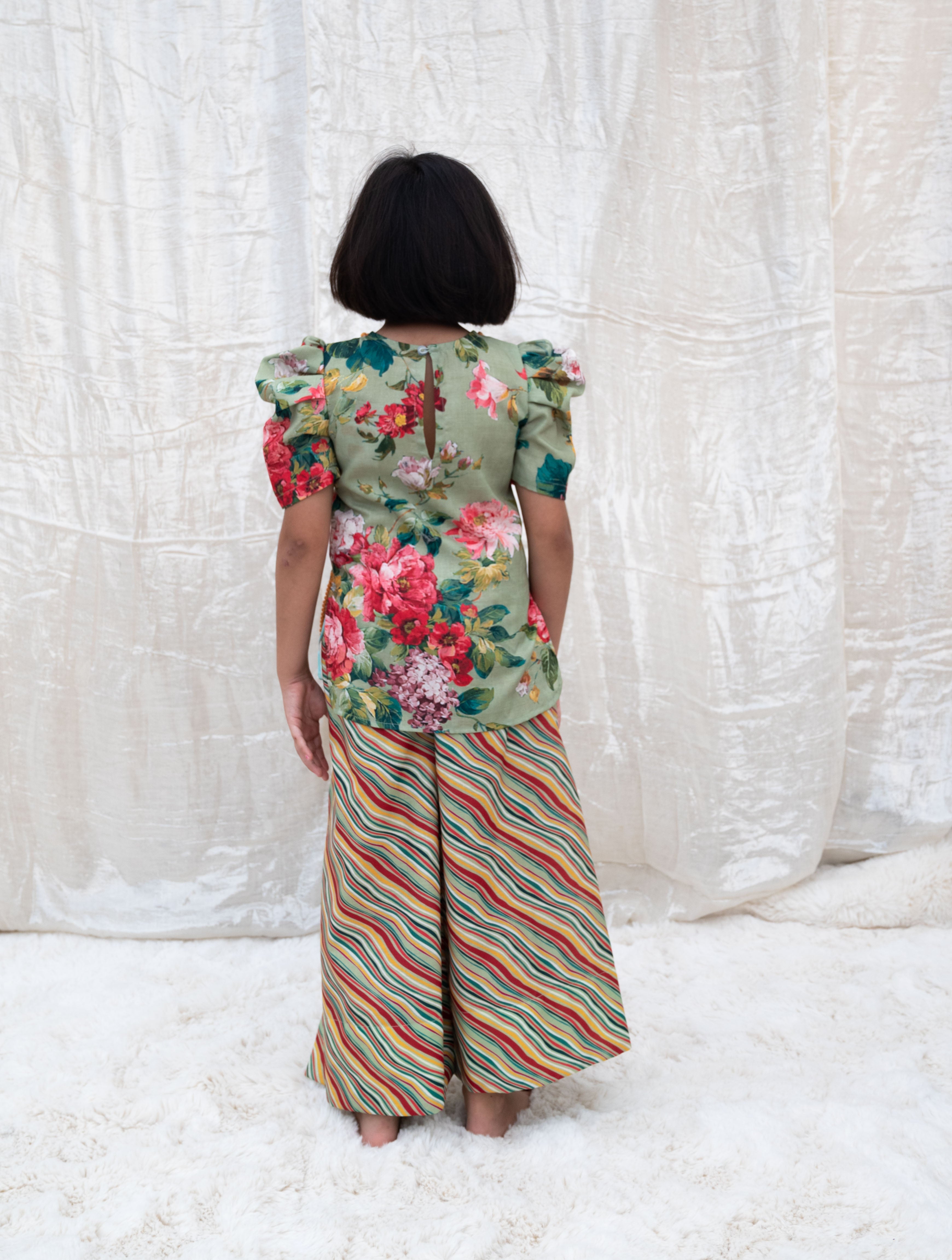 Green Printed Kurti with Plazo