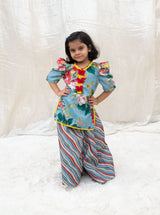 Blue Printed Kurti with Plazo