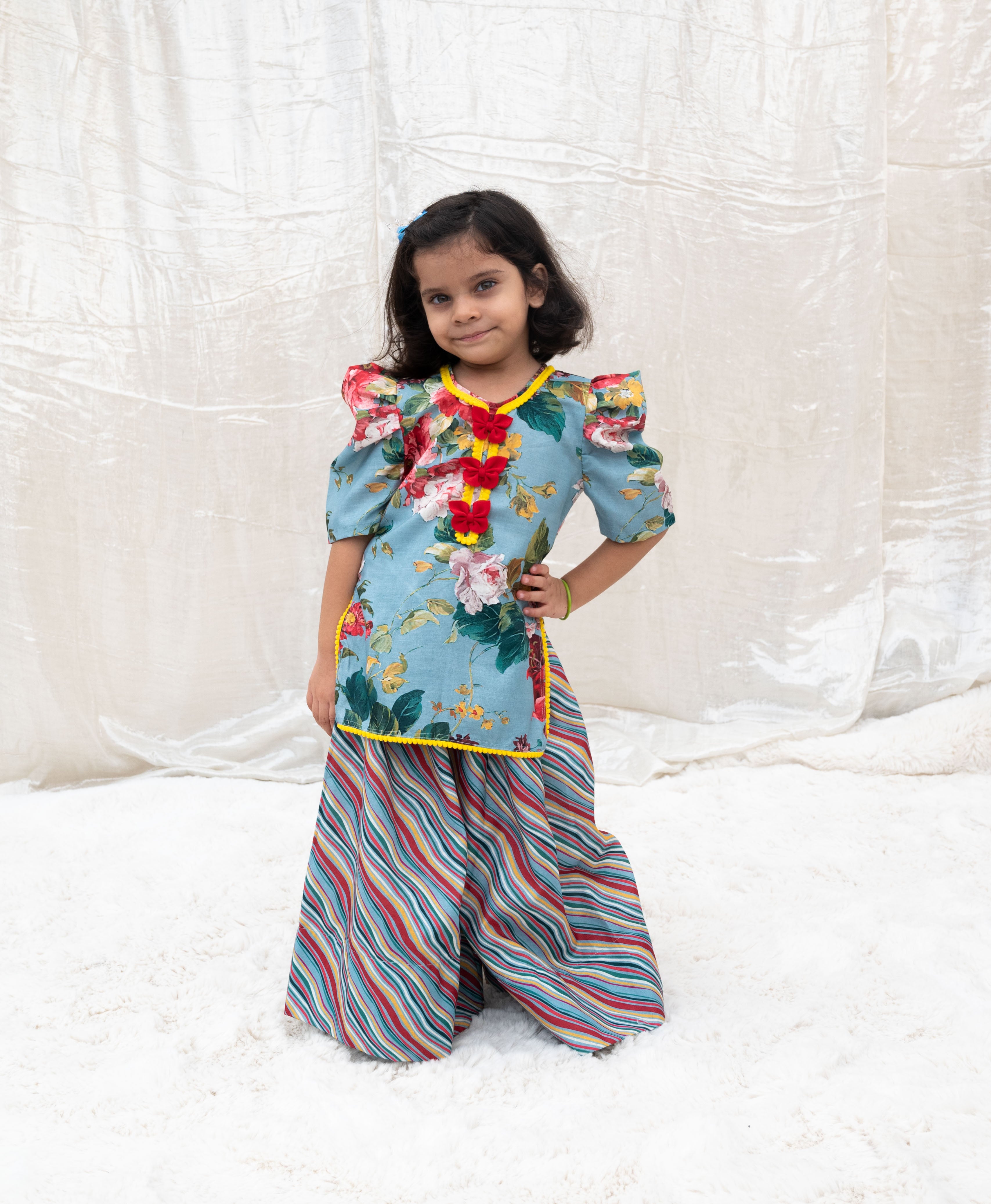 Blue Printed Kurti with Plazo