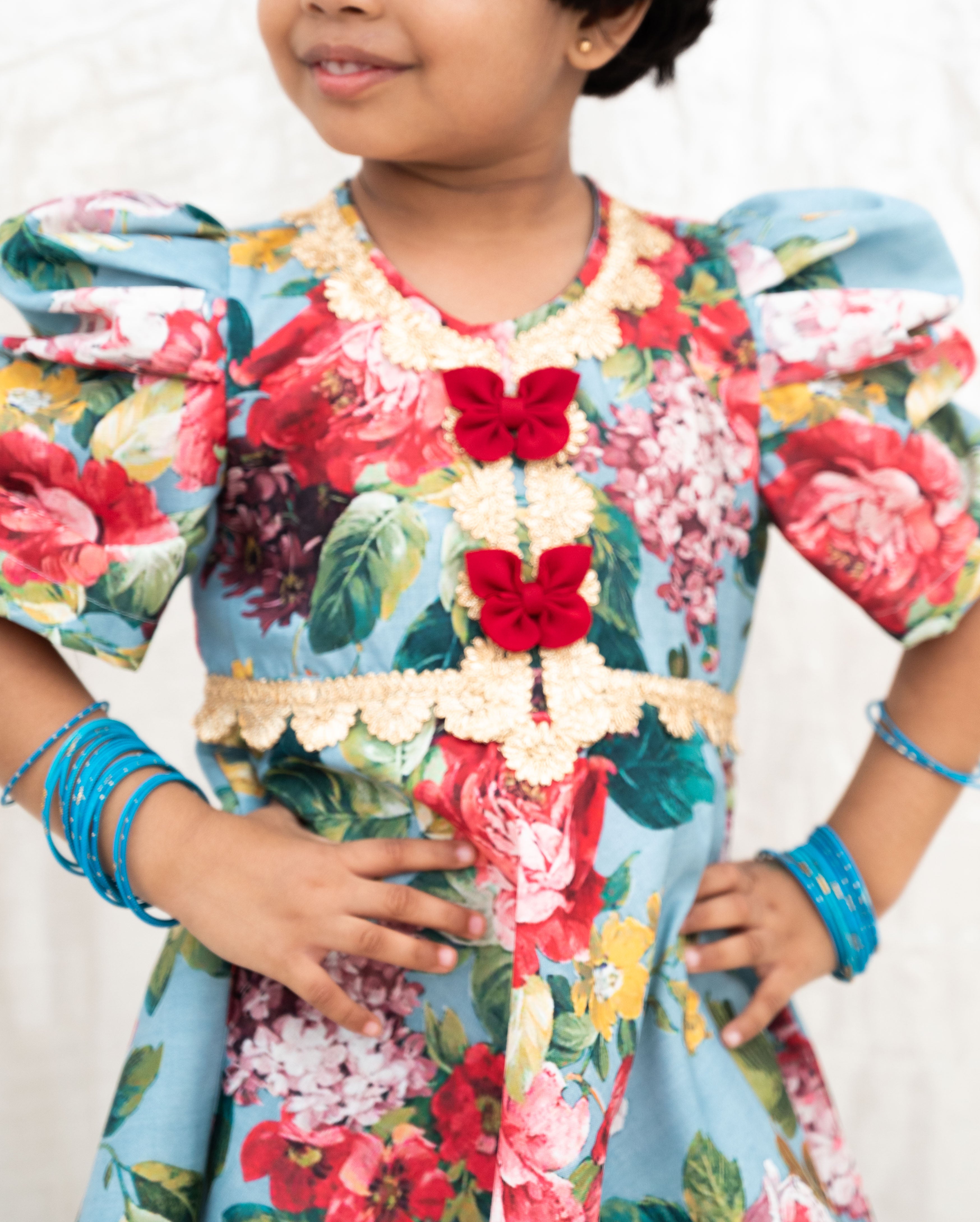 Blue Printed Peplum Kurti with Plazo