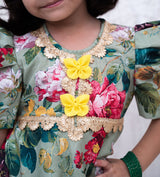 Green Printed Peplum Kurti with Plazo