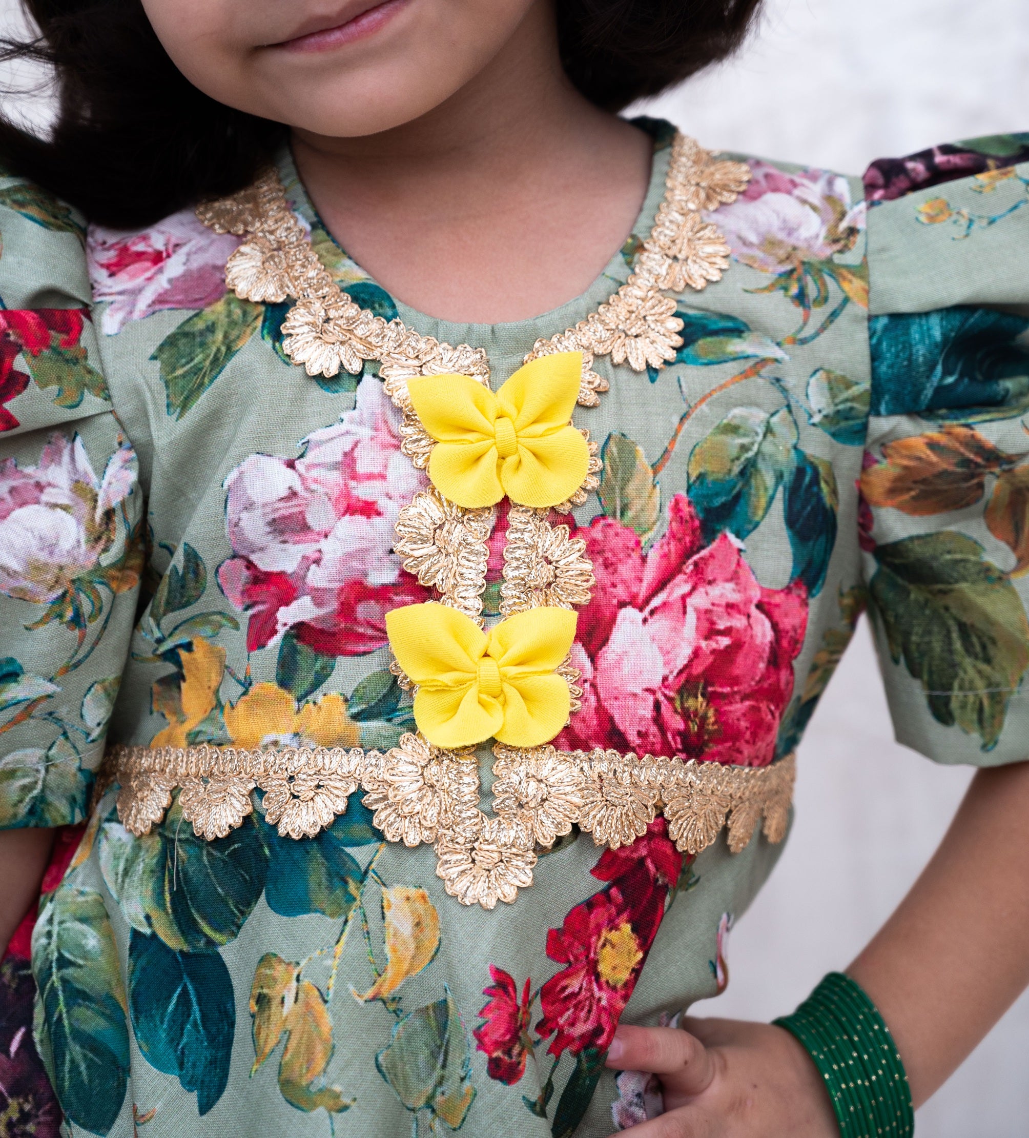 Green Printed Peplum Kurti with Plazo