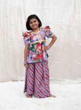Purple Printed Kurti with Plazo