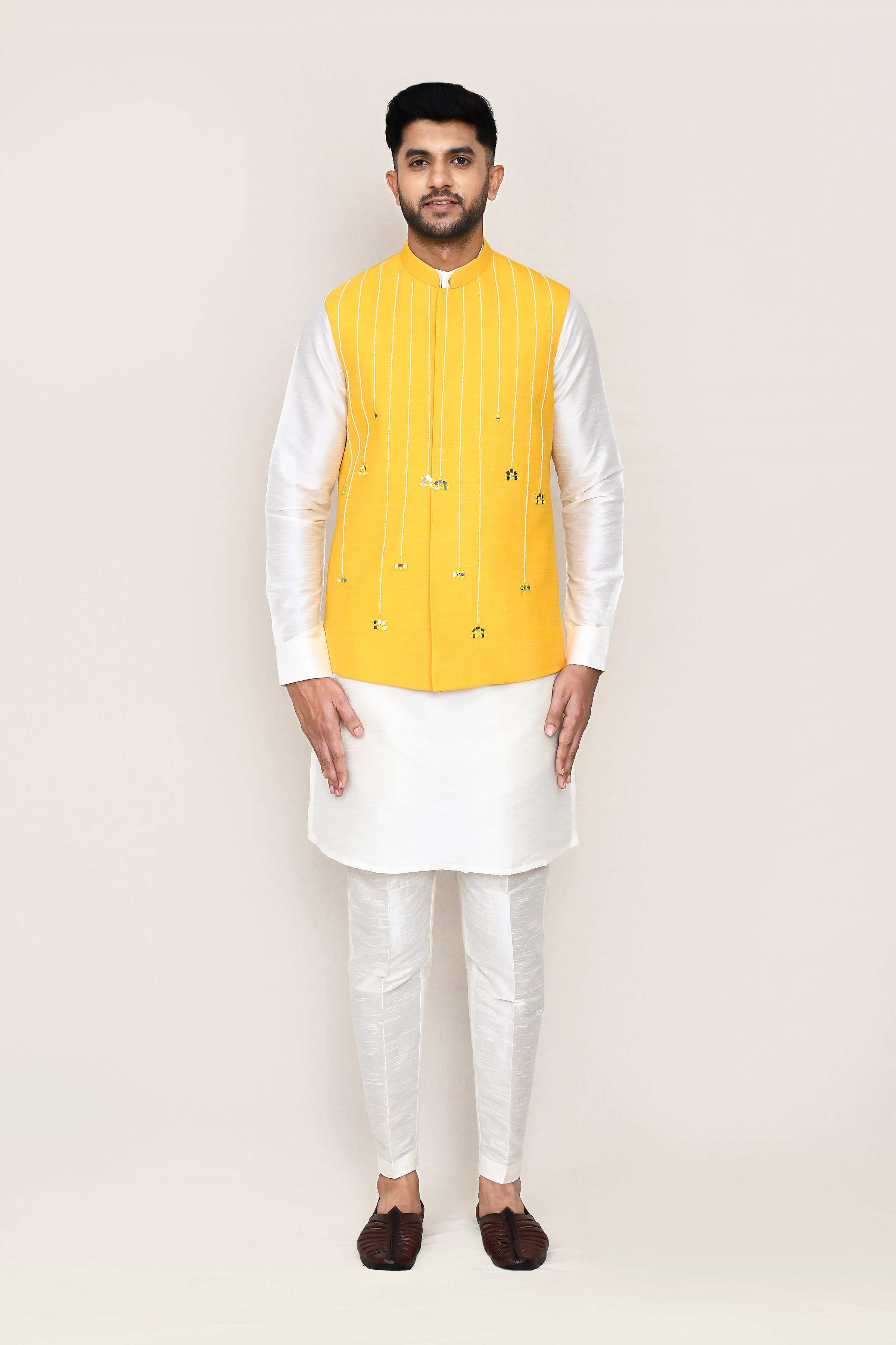 kurta, jacket with straight fit pant