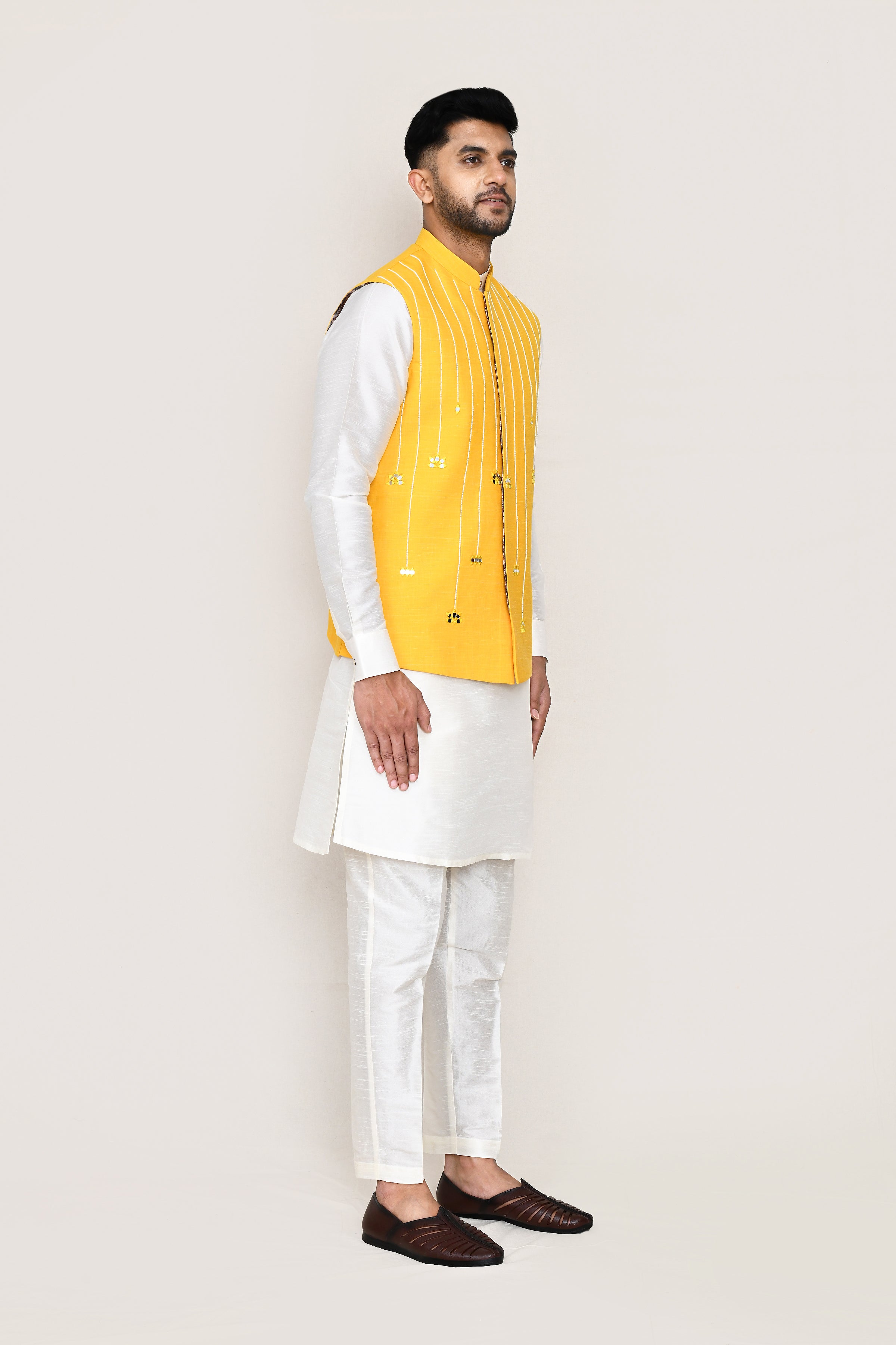 kurta, jacket with straight fit pant