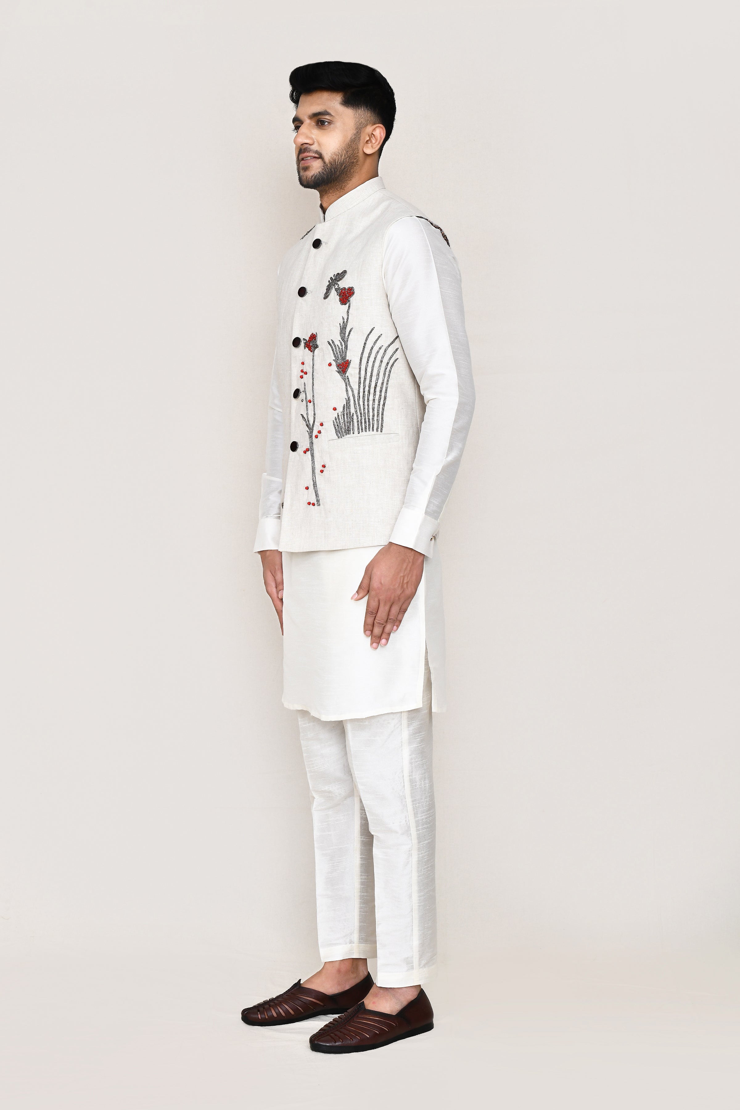 kurta, jacket with straight fit pant
