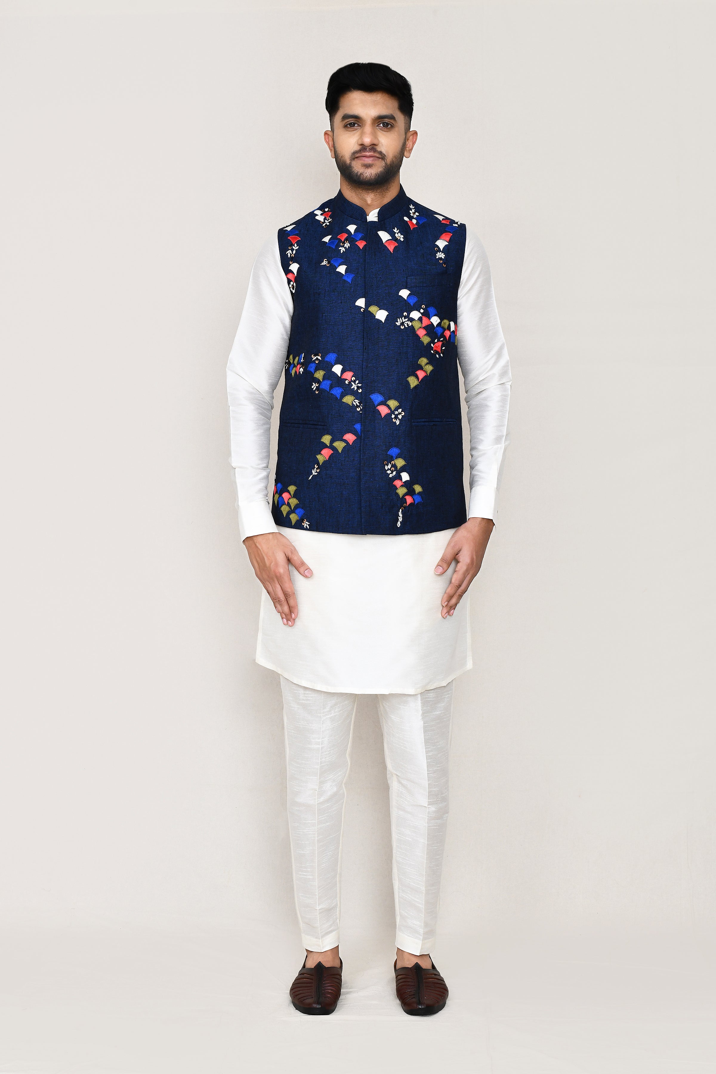 kurta, jacket with straight fit pant