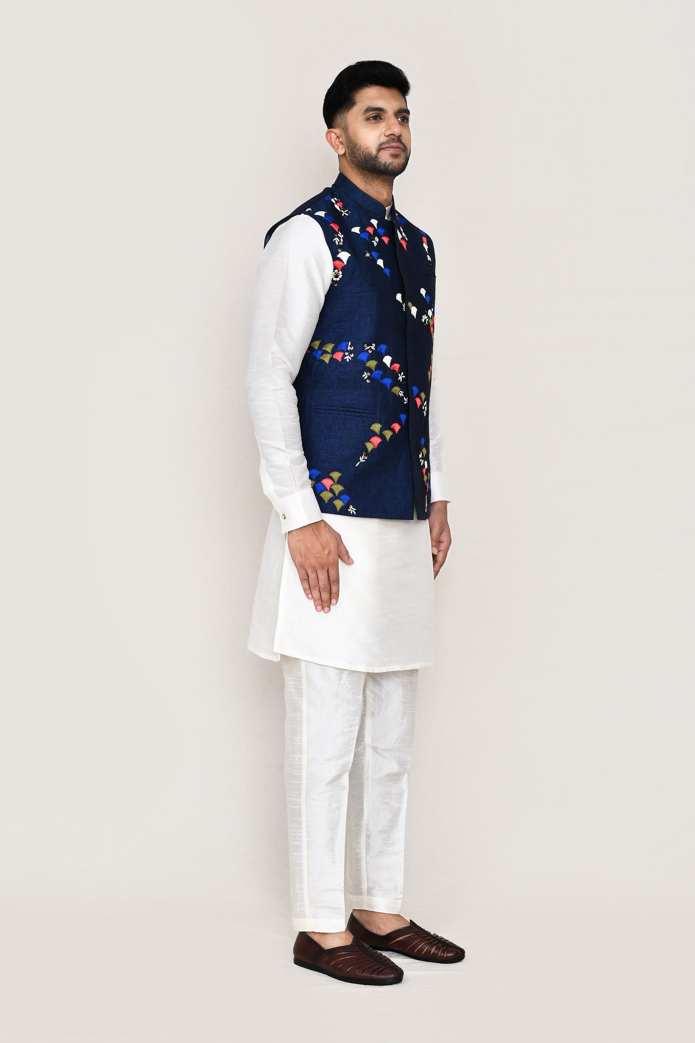 kurta, jacket with straight fit pant