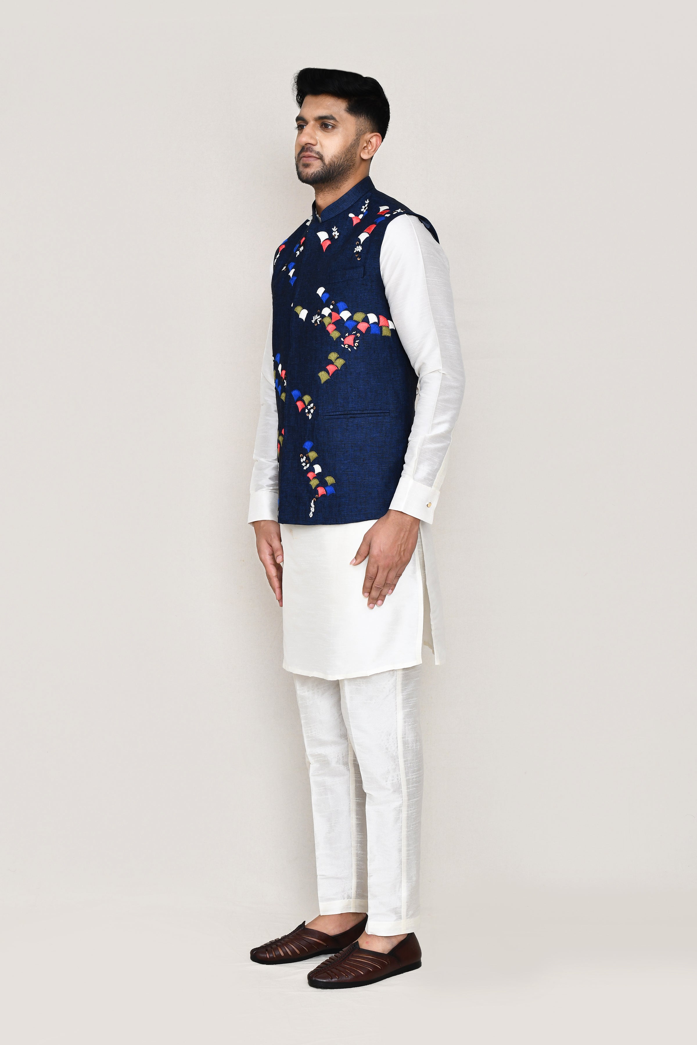 kurta, jacket with straight fit pant