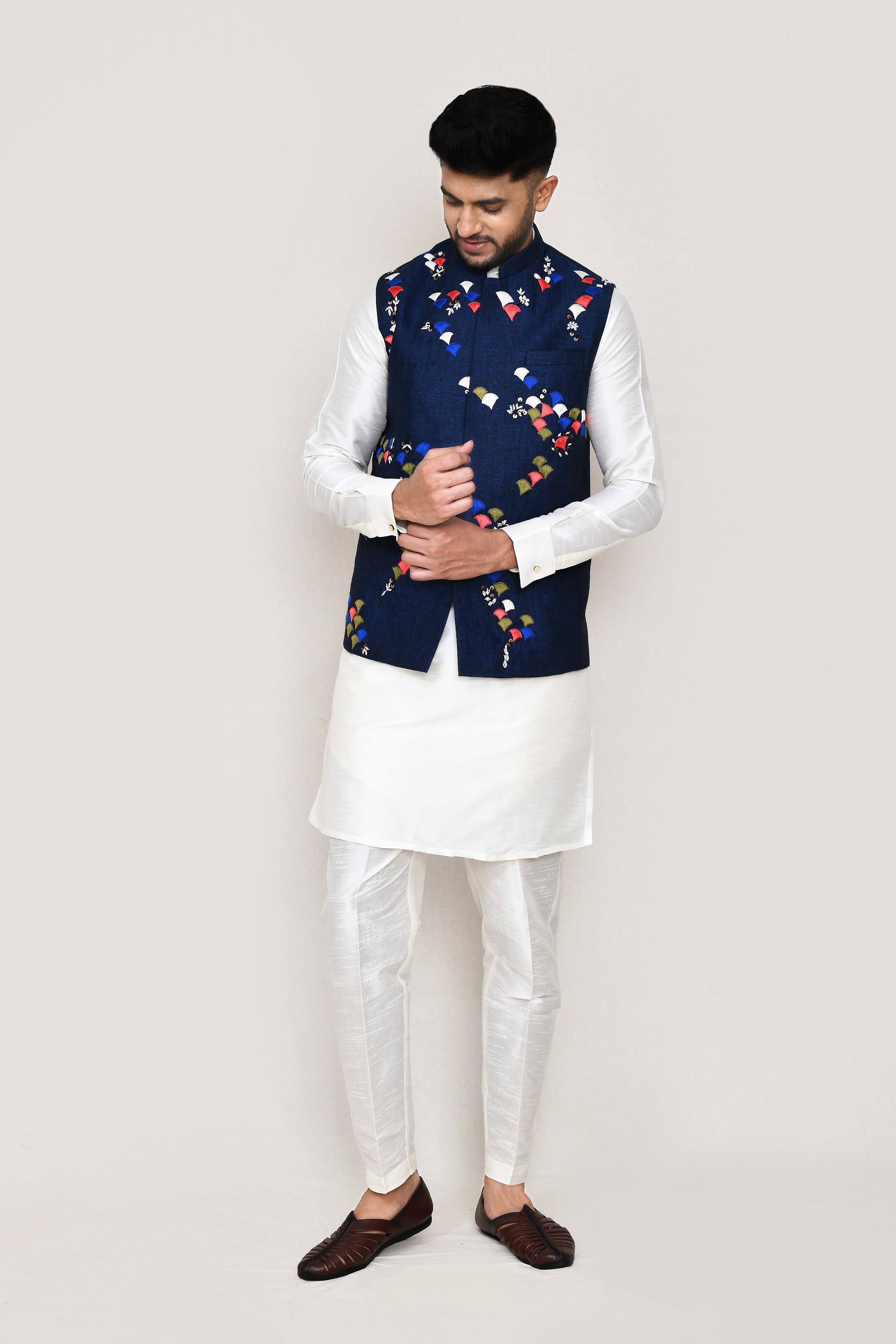 kurta, jacket with straight fit pant