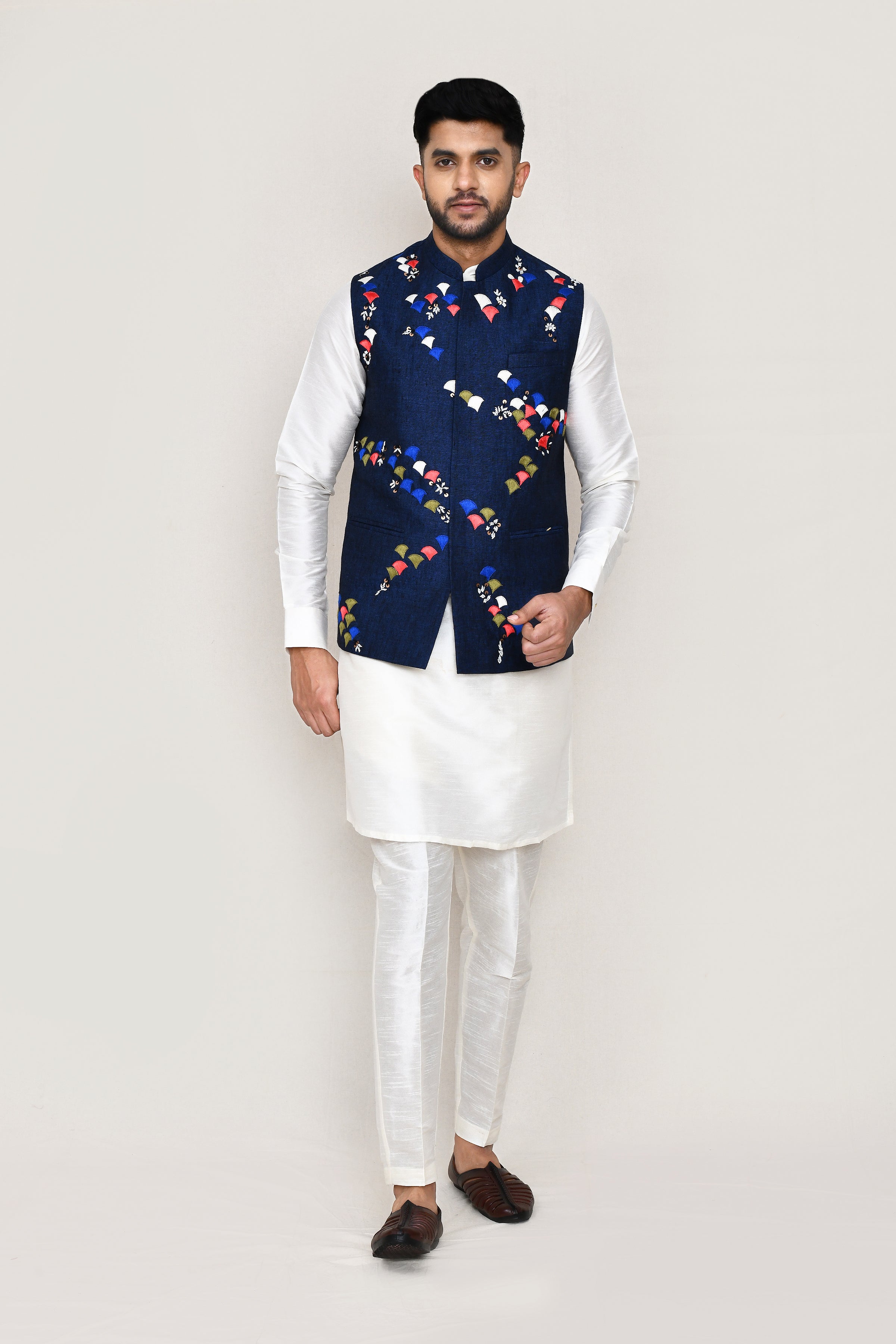 kurta, jacket with straight fit pant