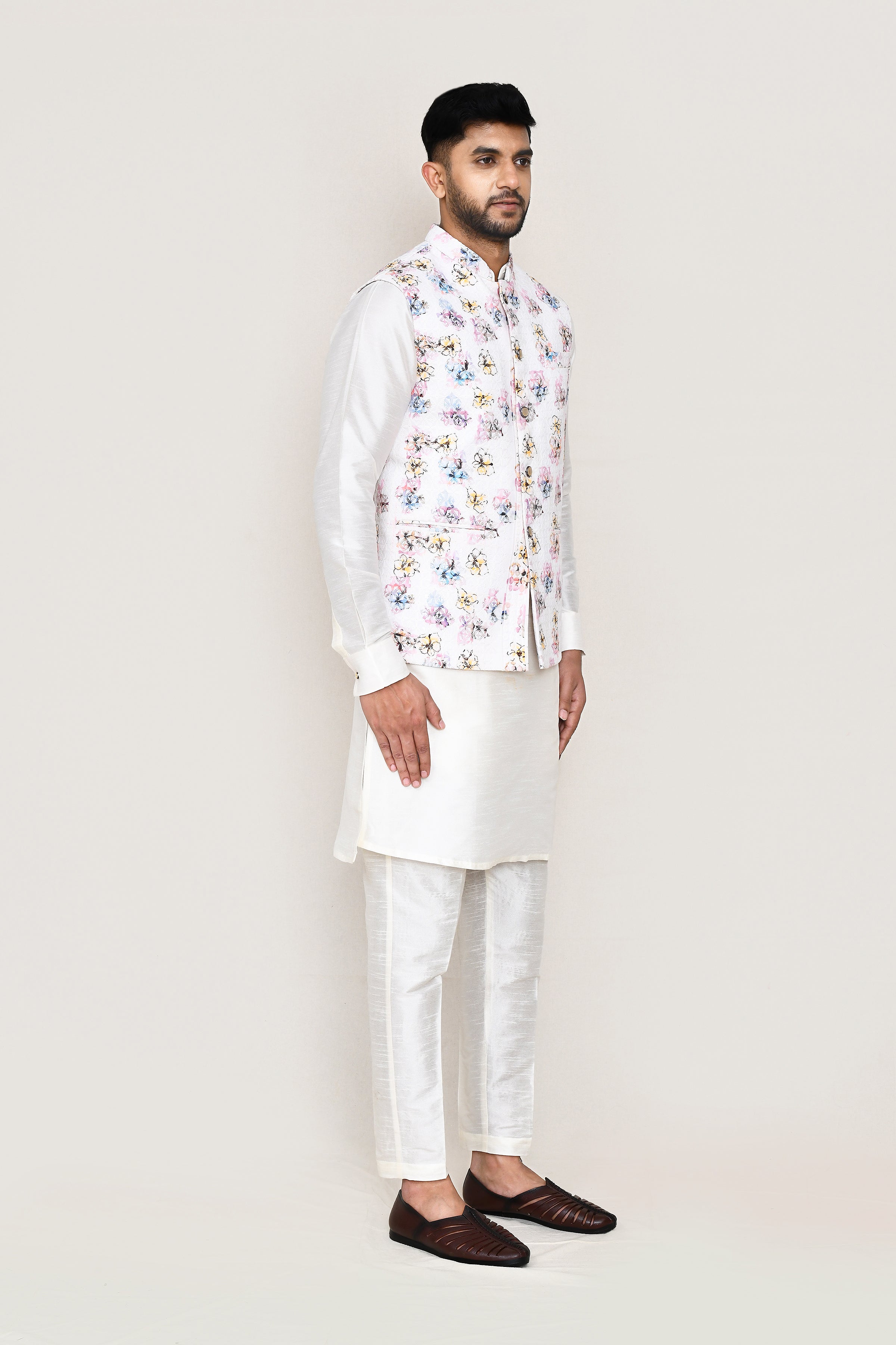 kurta, jacket with straight fit pant