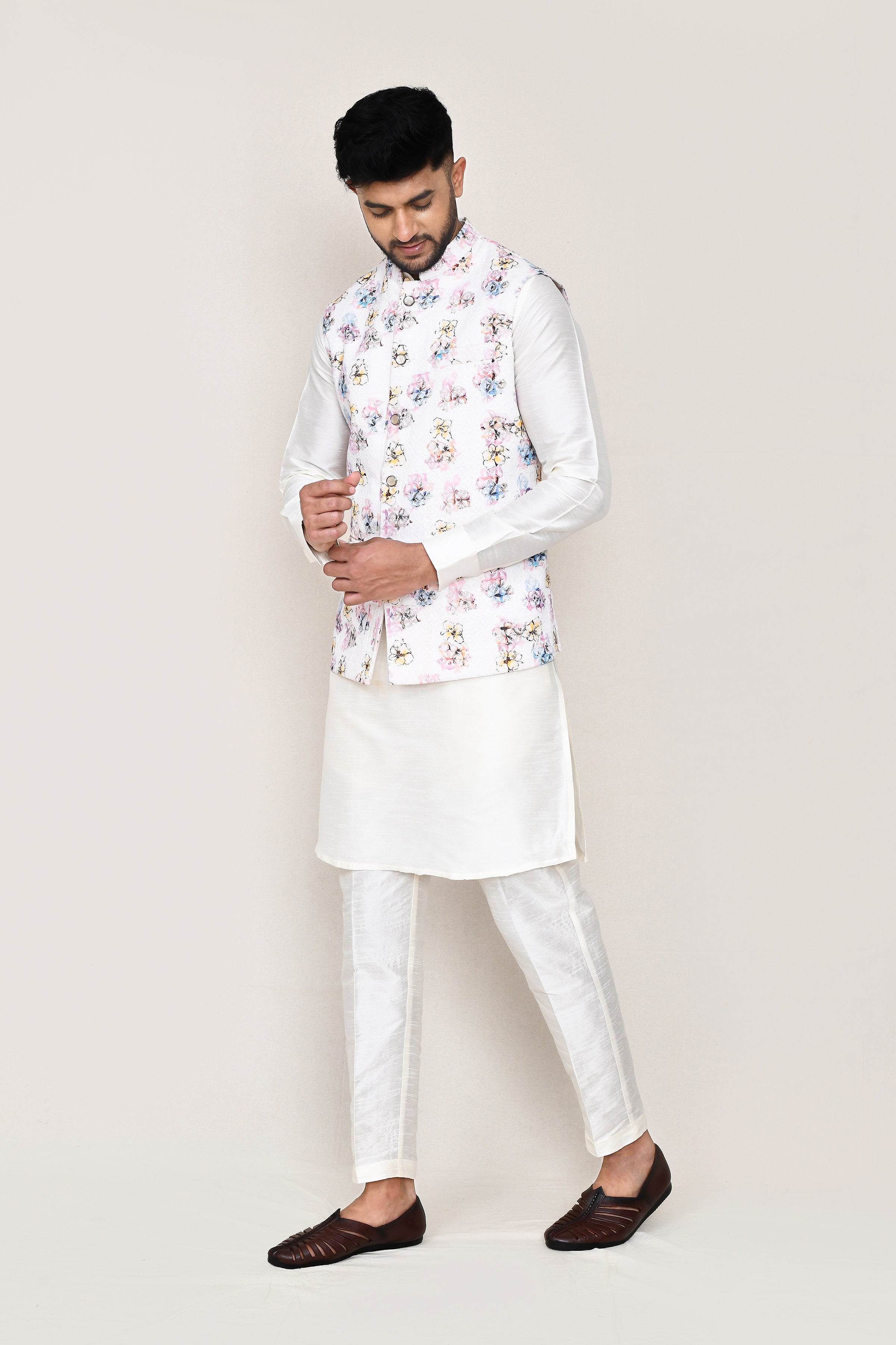 kurta, jacket with straight fit pant