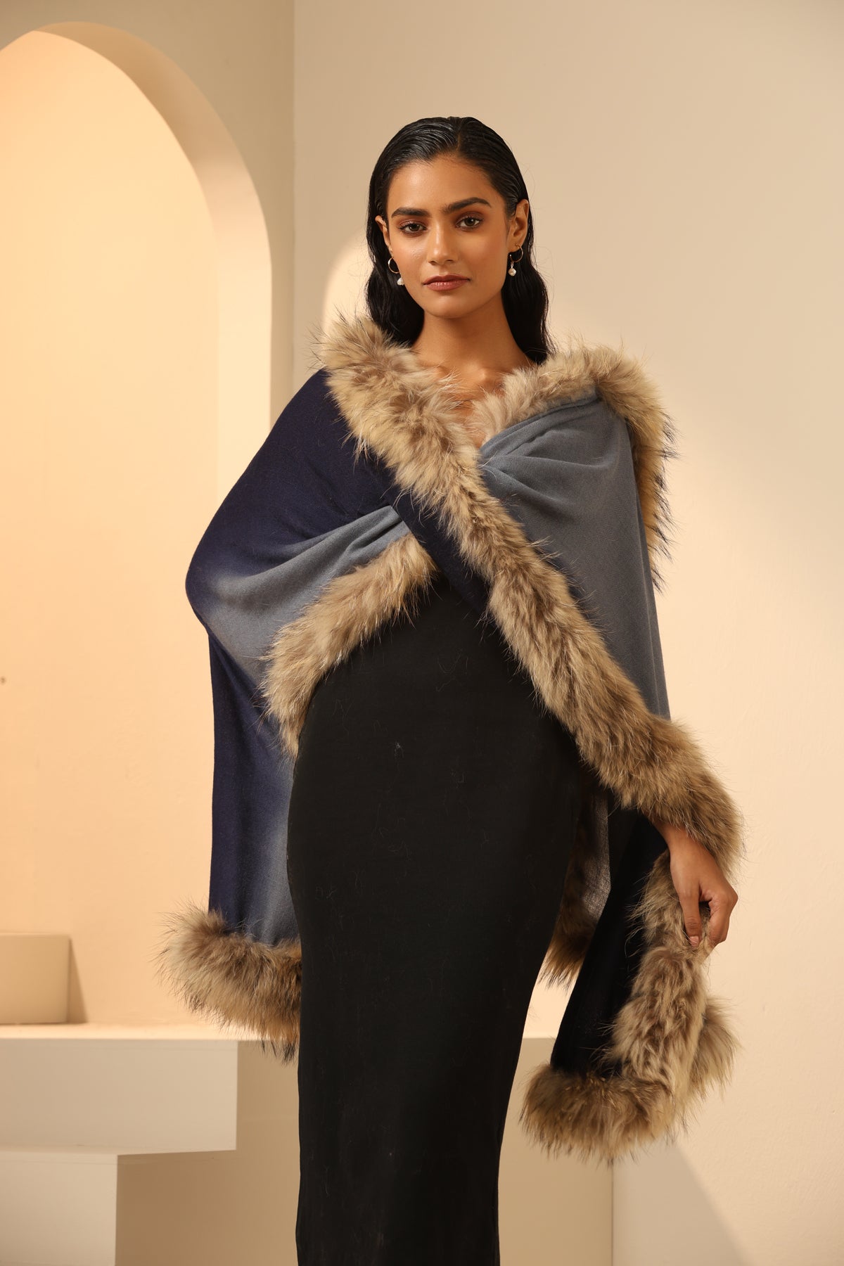 Nyla Cashmere Fur Stole