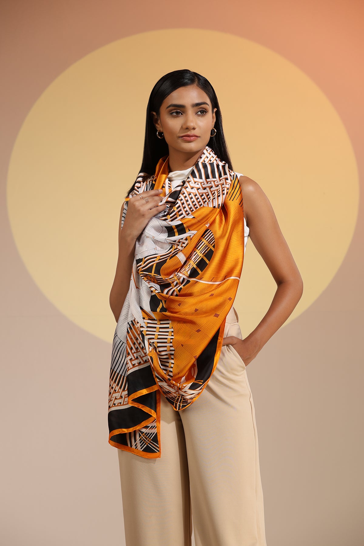 Coral Silk Scarf