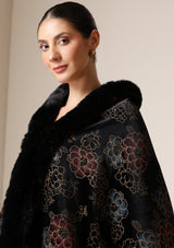 Dusala Noir Bloom Vegan Fur Cape