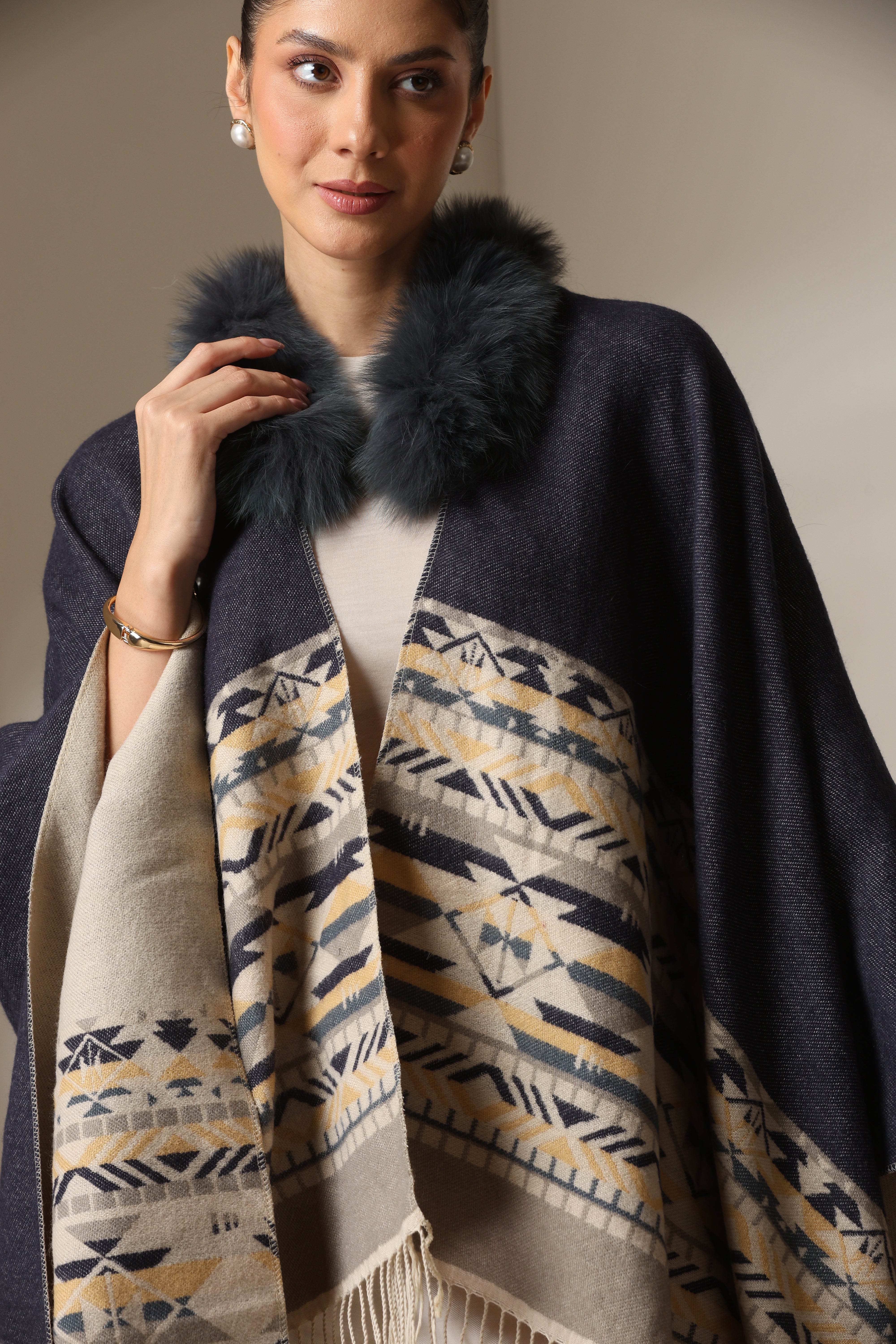 Dusala Arctic Dune Vegan Fur Cape