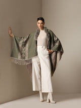 Dusala Olive Mist Vegan Fur Cape