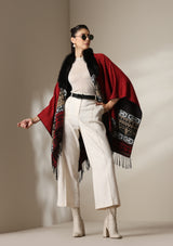Dusala Crimson Luxe Vegan Fur Cape