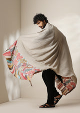 Dusala Ivory Bloom Pashmina Silk kani Shawl for Men