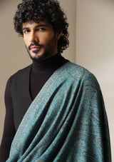 Dusala Teal Royale Pashmina blend Stole
