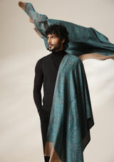 Dusala Teal Royale Pashmina blend Stole