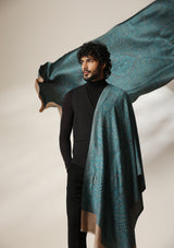 Dusala Teal Royale Pashmina blend Stole