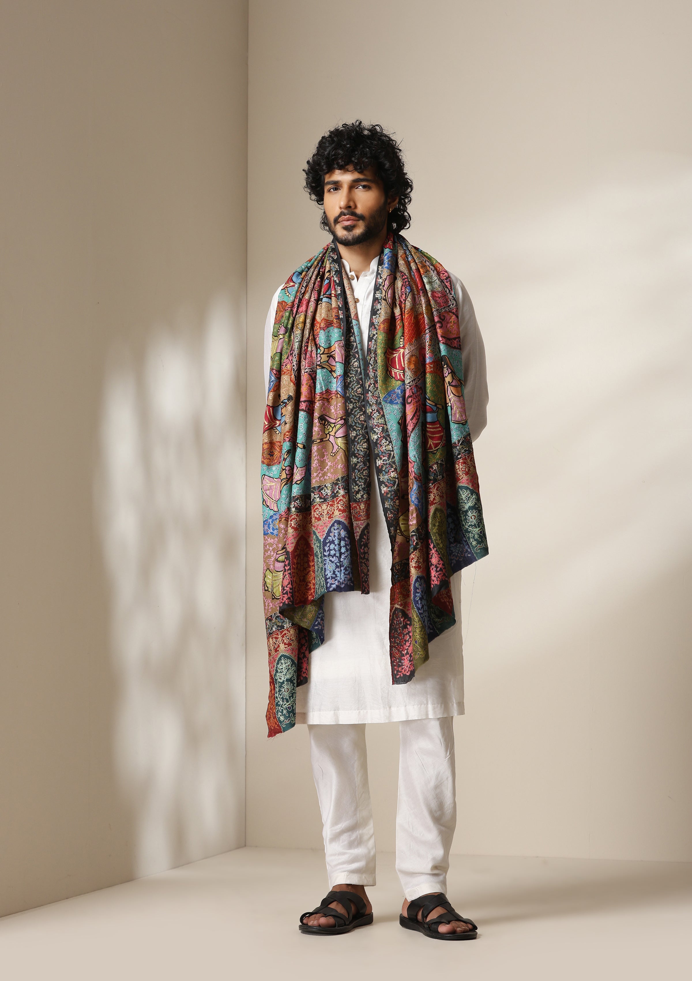 Dusala Multicolor Heritage kalamkari Art Shawl