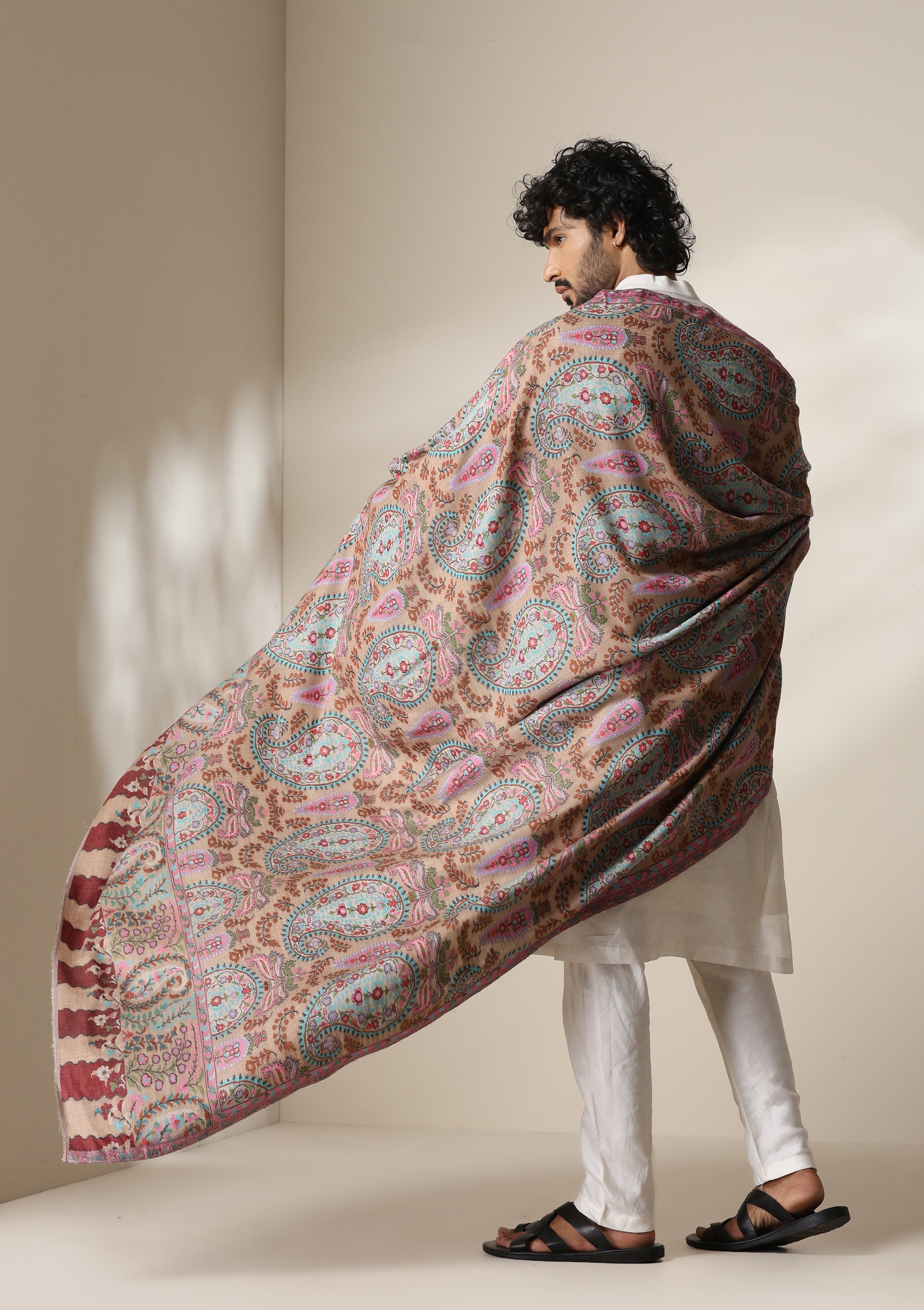 Dusala Blush Paisley Kani Shawl