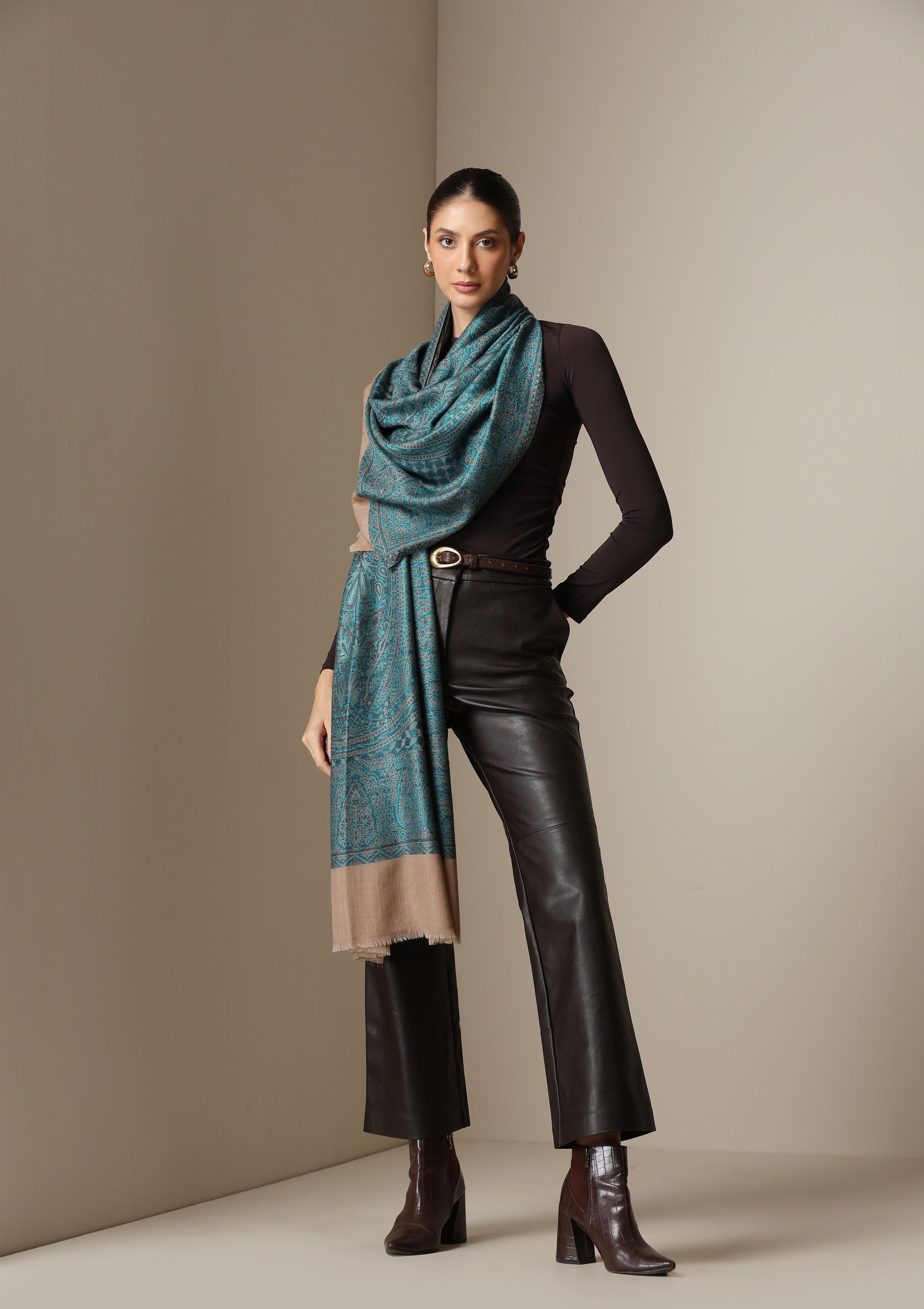 Dusala Teal Essence woven Stole