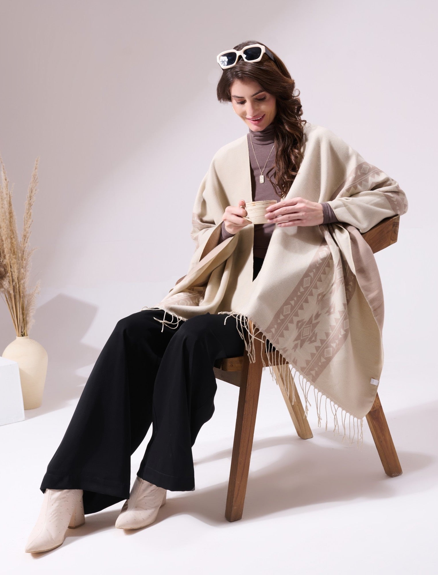 Charles Beige Heritage Cashmere Cape