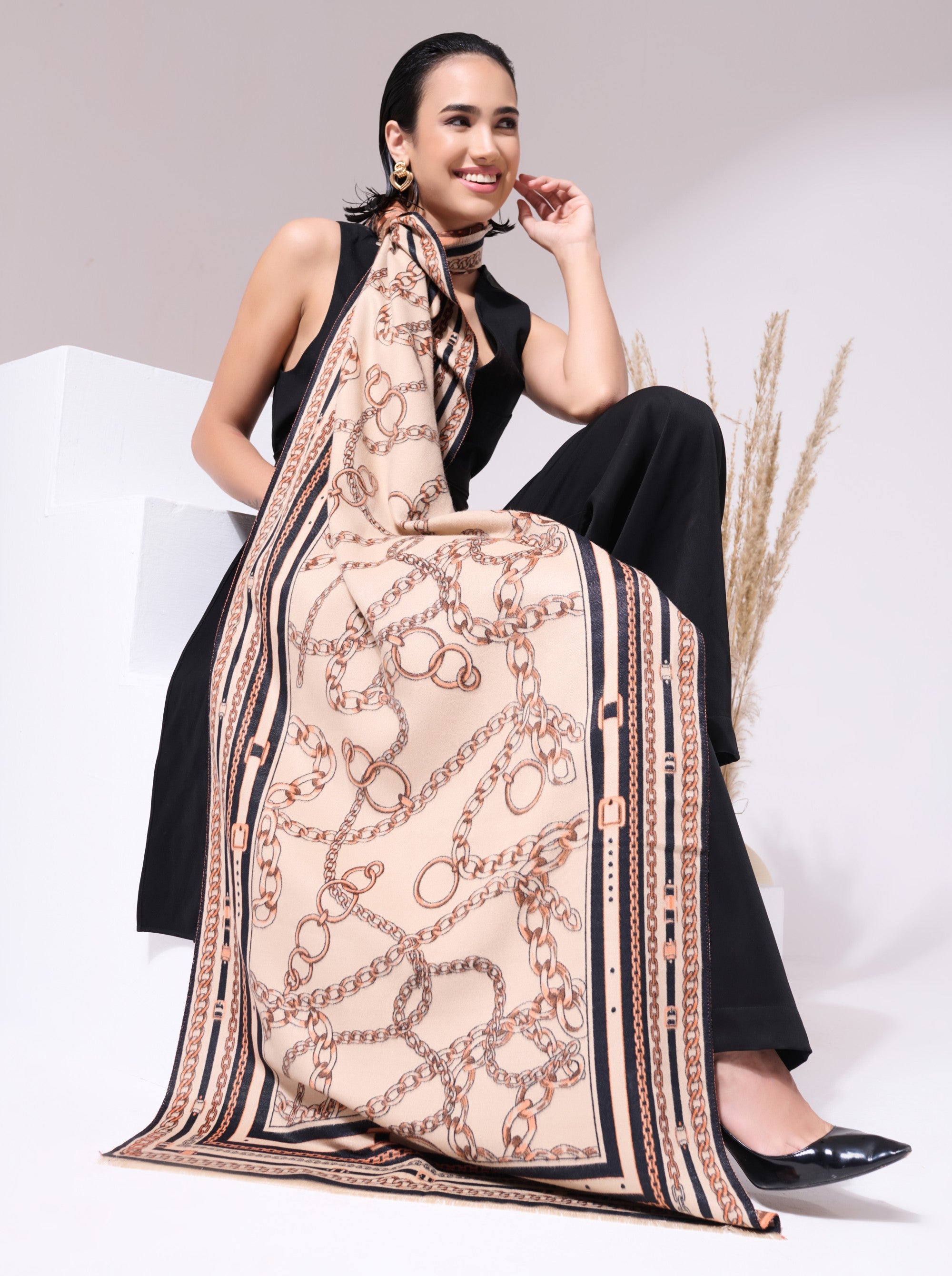 Jon Beige Heritage Cashmere Cape
